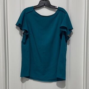 Lane Bryant Teal Blouse with flutter sleeve - size 16